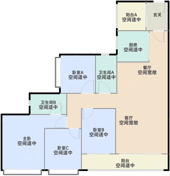 广州城投珠江·天河壹品4室2厅2卫1厨118.00㎡户型图-广州房天下