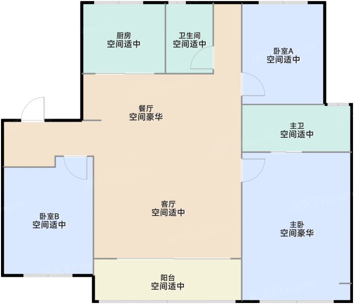 上海中建御璟园3室2厅2卫1厨133.00㎡户型图-上海房天下