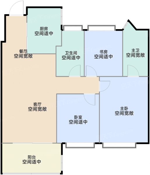上海观宸润府3室2厅2卫1厨98.00㎡户型图-上海房天下