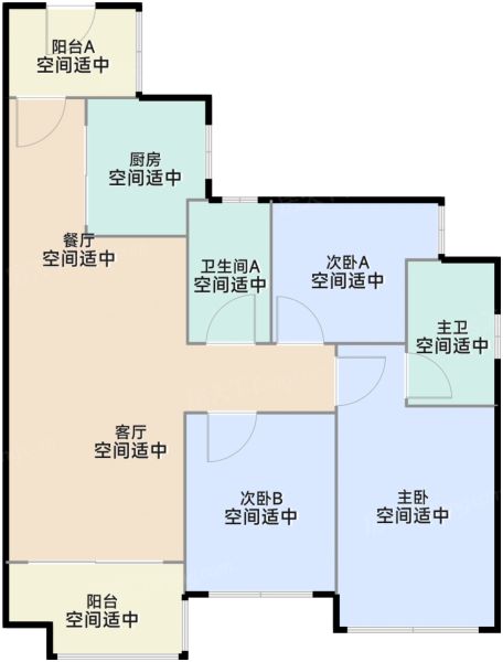 广州金茂万科都会四季3室2厅2卫1厨88.00㎡户型图-广州房天下