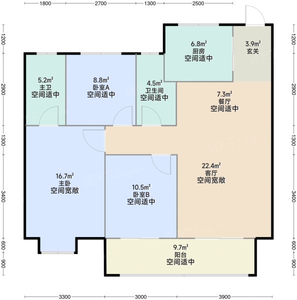 武汉中建·壹品澜庭3室2厅2卫1厨120.83㎡户型图-武汉房天下