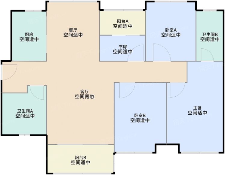广州五矿壹云台4室2厅2卫1厨123.00㎡户型图-广州房天下