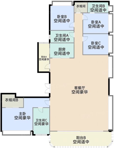 广州粤海·云港城4室2厅3卫1厨264.00㎡户型图-广州房天下