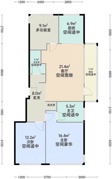 北京保利·璟山和煦3室2厅2卫1厨103.00㎡户型图-北京房天下