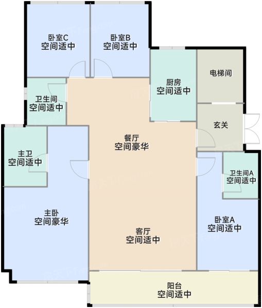 广州广州地铁地产·云平上品4室2厅3卫1厨142.00㎡户型图-广州房天下