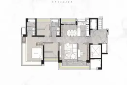 保利琅誉2室2厅1厨2卫建面108.00㎡