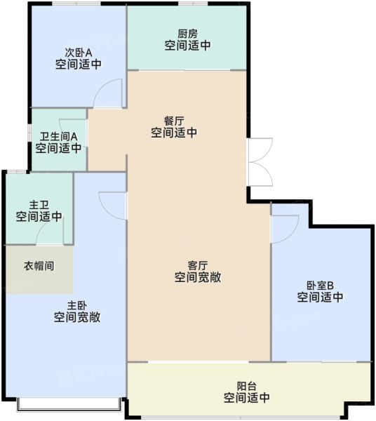 西安锦庭春晓3室2厅2卫1厨113.67㎡户型图-西安房天下