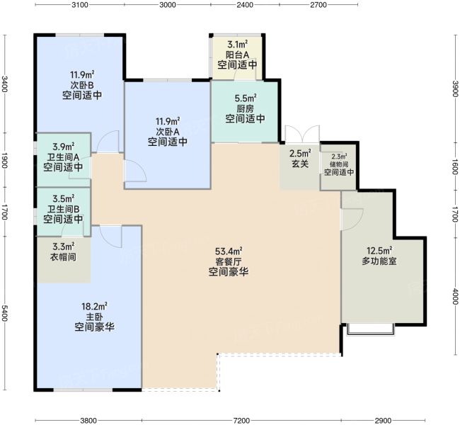 成都建发央著4室2厅2卫1厨152.00㎡户型图-成都房天下