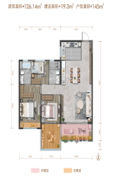 高新学府壹号4室2厅1厨2卫建面126.14㎡