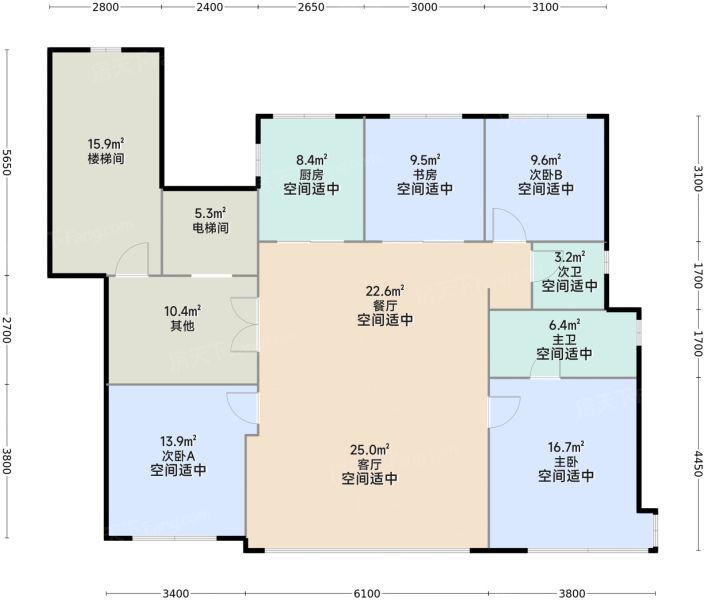石家庄保利·长安天珺4室2厅2卫1厨146.00㎡户型图-石家庄房天下