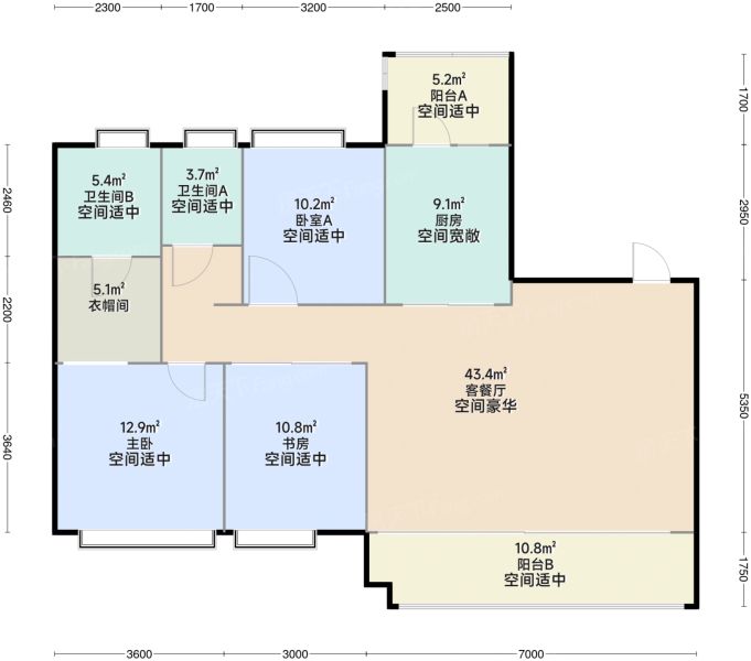 重庆麓悦江城·碧影溪3室2厅2卫1厨133.00㎡户型图-重庆房天下