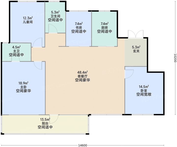 西安龙翔·奥城云樾4室2厅2卫1厨143.00㎡户型图-西安房天下