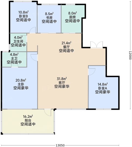 西安龙翔·奥城云樾4室2厅2卫1厨143.00㎡户型图-西安房天下