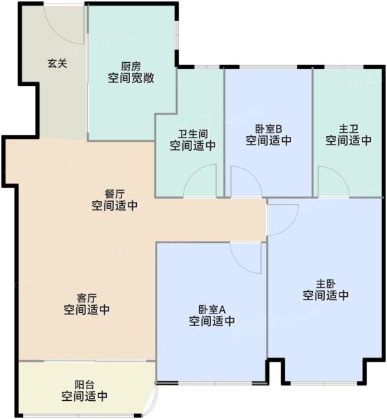 上海招商臻境3室2厅2卫1厨103.00㎡户型图-上海房天下
