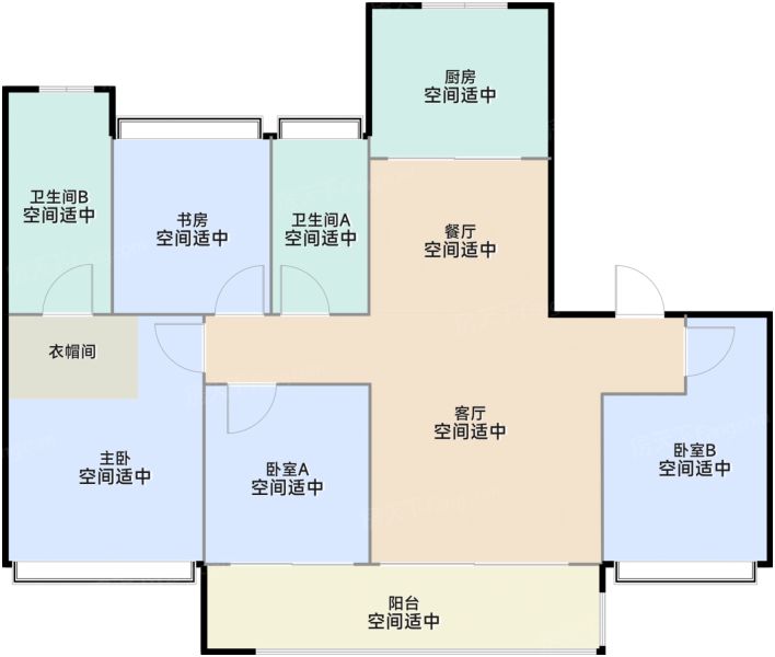 苏州铂悦春和万象4室2厅2卫1厨143.00㎡户型图-苏州房天下