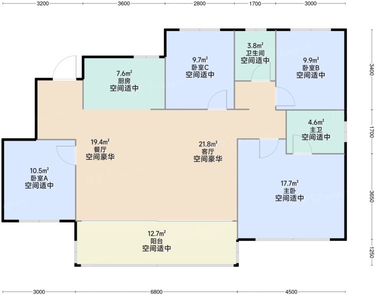 成都建发房产|华润置地玺宸和著4室2厅2卫1厨127.00㎡户型图-成都房天下