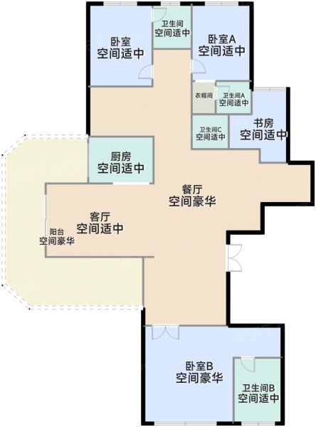 成都清凤鹿溪源4室3厅4卫1厨215.00㎡户型图-成都房天下