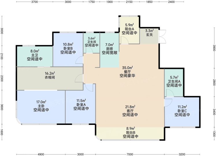 成都保利新川天珺4室2厅3卫169.00㎡户型图-成都房天下