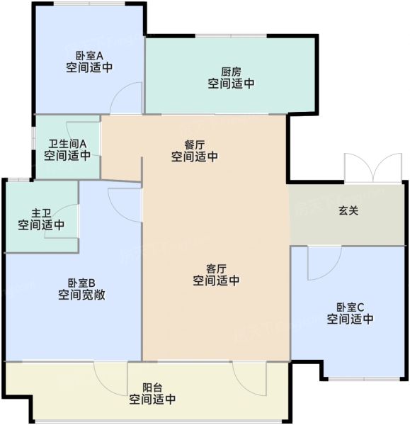 青岛天一仁和珑樾一品3室2厅2卫1厨108.00㎡户型图-青岛房天下