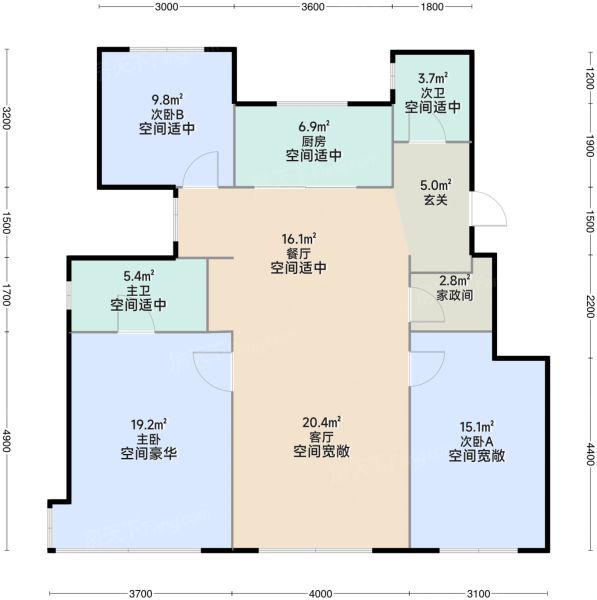 石家庄保利·长安天珺3室2厅2卫1厨126.00㎡户型图-石家庄房天下