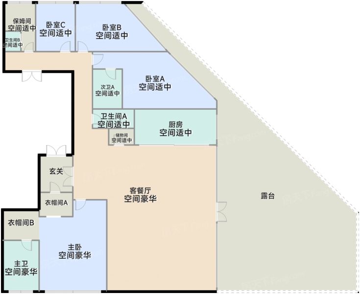 长沙复地·群玉山5室2厅4卫2厨423.00㎡户型图-长沙房天下