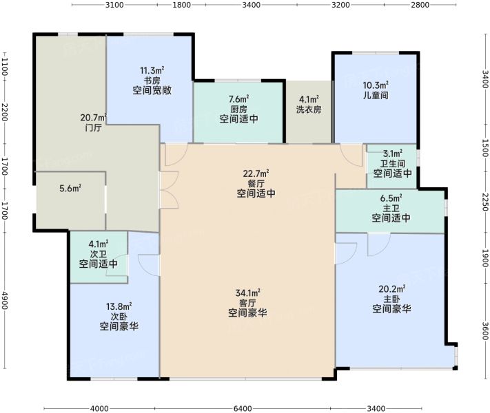 石家庄保利·长安天珺4室2厅3卫1厨162.00㎡户型图-石家庄房天下