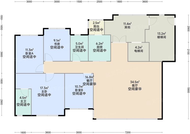 成都邦泰云璟4室2厅2卫1厨132.00㎡户型图-成都房天下