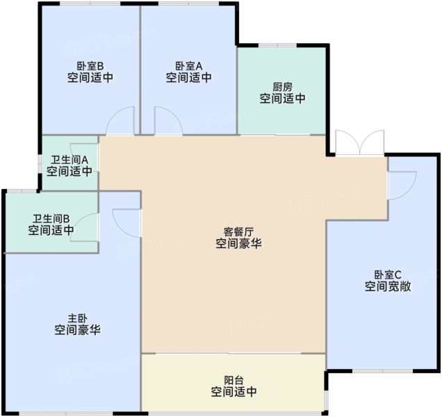 南京长江悦府4室2厅2卫1厨142.00㎡户型图-南京房天下