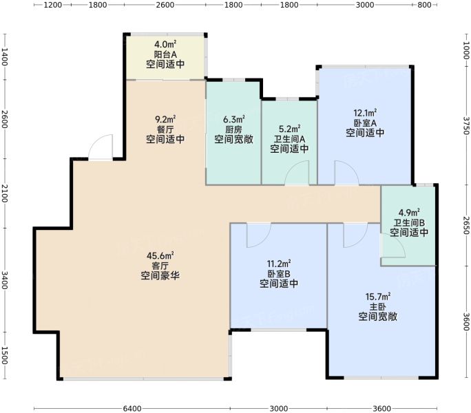 成都华润置地静安府3室2厅2卫1厨128.00㎡户型图-成都房天下