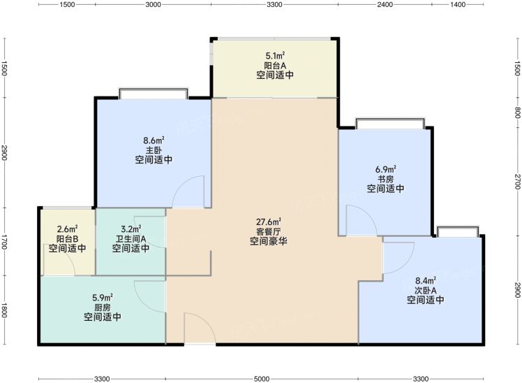 重庆中建壹品南滨星光城3室2厅1卫1厨81.81㎡户型图-重庆房天下