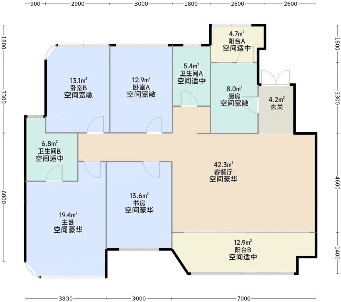 重庆中粮天悦壹号4室2厅2卫1厨134.00㎡户型图-重庆房天下