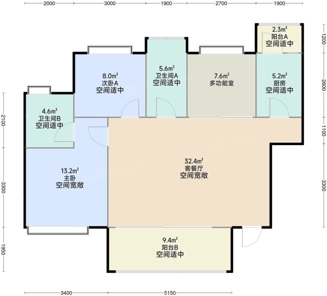 重庆永缘·锦庭3室2厅2卫1厨98.00㎡户型图-重庆房天下