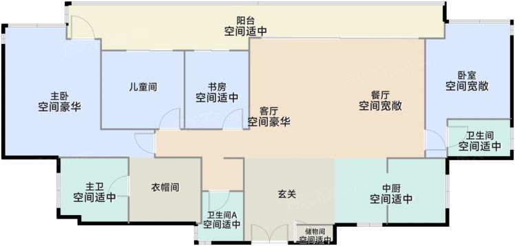 广州曜玥湾·铂森江海4室3厅3卫1厨245.00㎡户型图-广州房天下