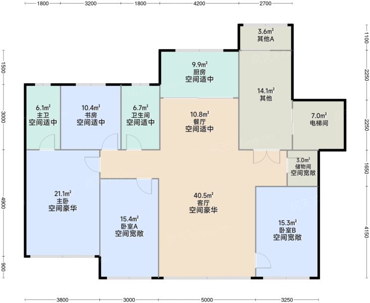 青岛青特海通·汇豪兰庭4室2厅2卫1厨143.00㎡户型图-青岛房天下