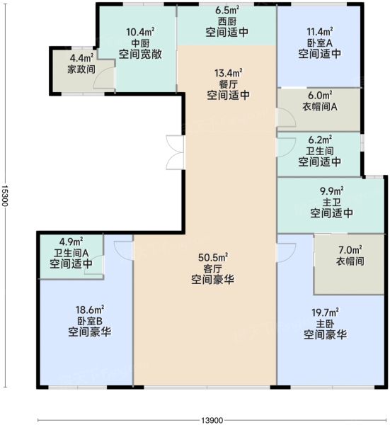 西安紫薇云上3室2厅3卫1厨220.00㎡户型图-西安房天下