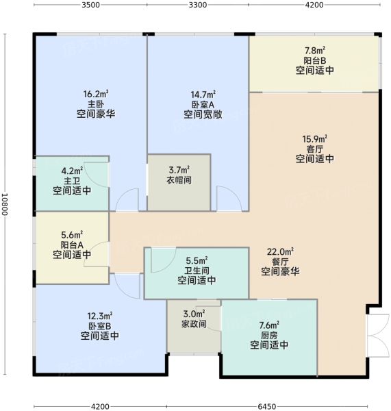 重庆爱普丨新鸿府3室2厅2卫1厨125.00㎡户型图-重庆房天下