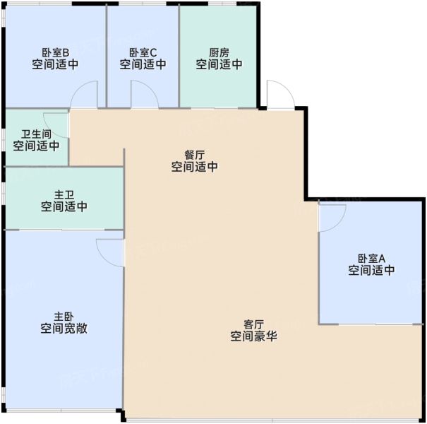 郑州越秀·天悦江湾4室2厅2卫1厨143.00㎡户型图-郑州房天下