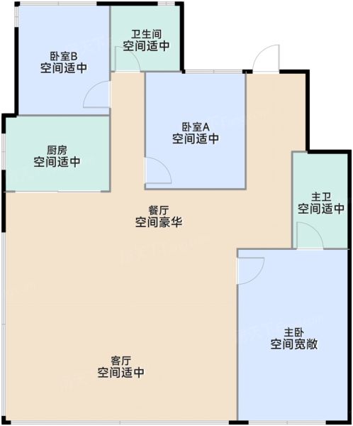 郑州越秀·天悦江湾3室2厅2卫1厨127.00㎡户型图-郑州房天下