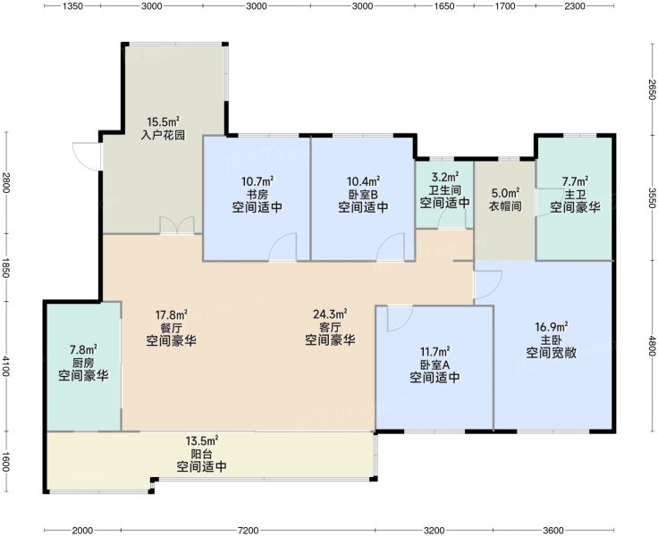 成都建发房产丨华润置地 缦云4室2厅2卫1厨143.00㎡户型图-成都房天下