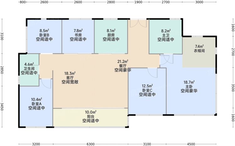 珠海华发·湾玺壹号5室2厅2卫1厨143.00㎡户型图-珠海房天下