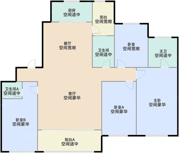 常州常发珑玥4室2厅3卫1厨206.84㎡户型图-常州房天下