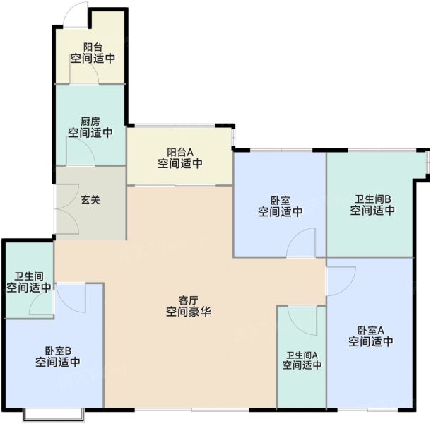 珠海华发绿洋湾3室2厅3卫1厨217.00㎡户型图-珠海房天下
