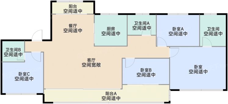 温州君兰和著4室2厅3卫1厨176.00㎡户型图-温州房天下