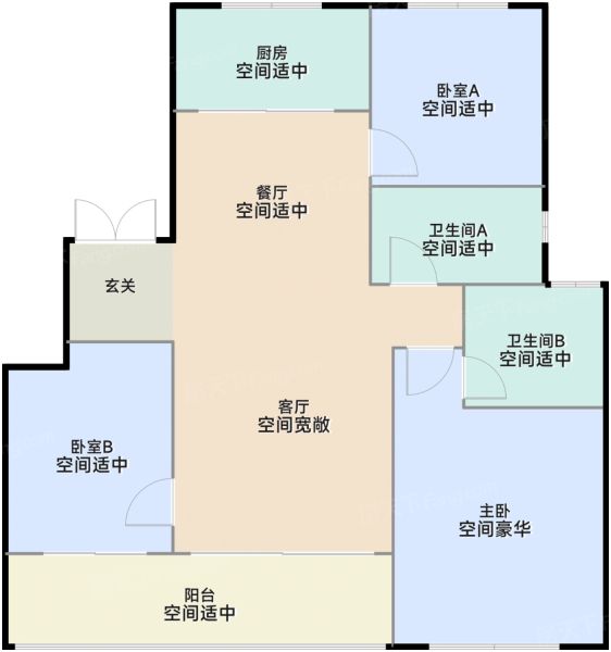 杭州湖悦岚湾3室2厅2卫1厨101.00㎡户型图-杭州房天下