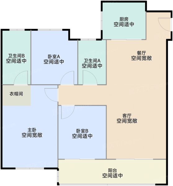 江阴华润·置地江湾城3室2厅2卫1厨123.00㎡户型图-江阴房天下