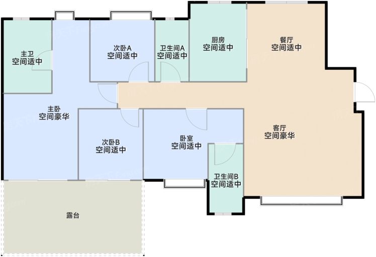 福州国贸天琴樾4室2厅3卫1厨187.00㎡户型图-福州房天下