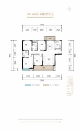 长沙中交世通国际4室2厅1厨2卫建面143.00㎡