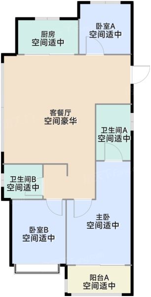杭州中建·潮阅尚境3室2厅2卫1厨95.00㎡户型图-杭州房天下