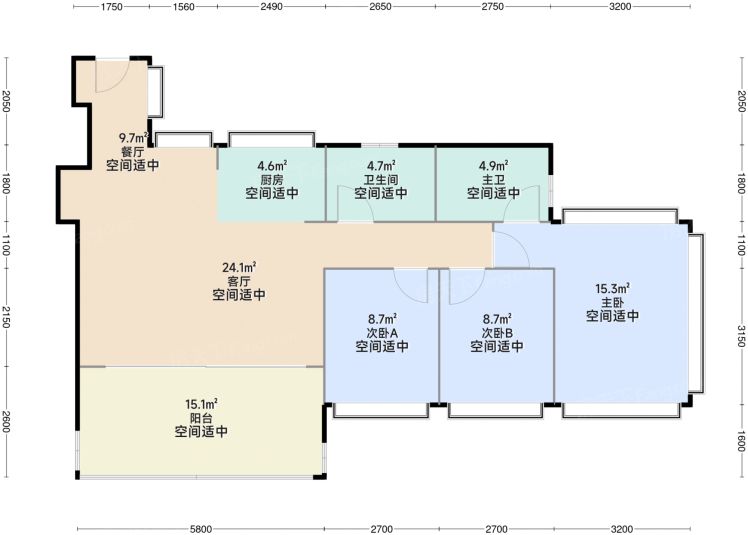 珠海华发琴澳新城·悦玺3室2厅2卫1厨109.00㎡户型图-珠海房天下