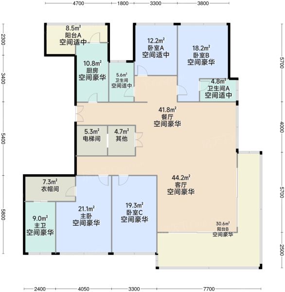 惠州天傲花园4室2厅4卫1厨251.00㎡户型图-惠州房天下